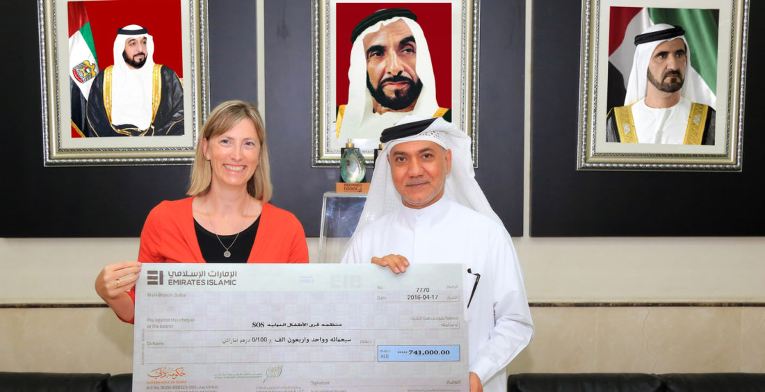 Awqaf and Minors Affairs Foundation Hand Over a Cheque for AED741,000 to SOS Children’s Village International